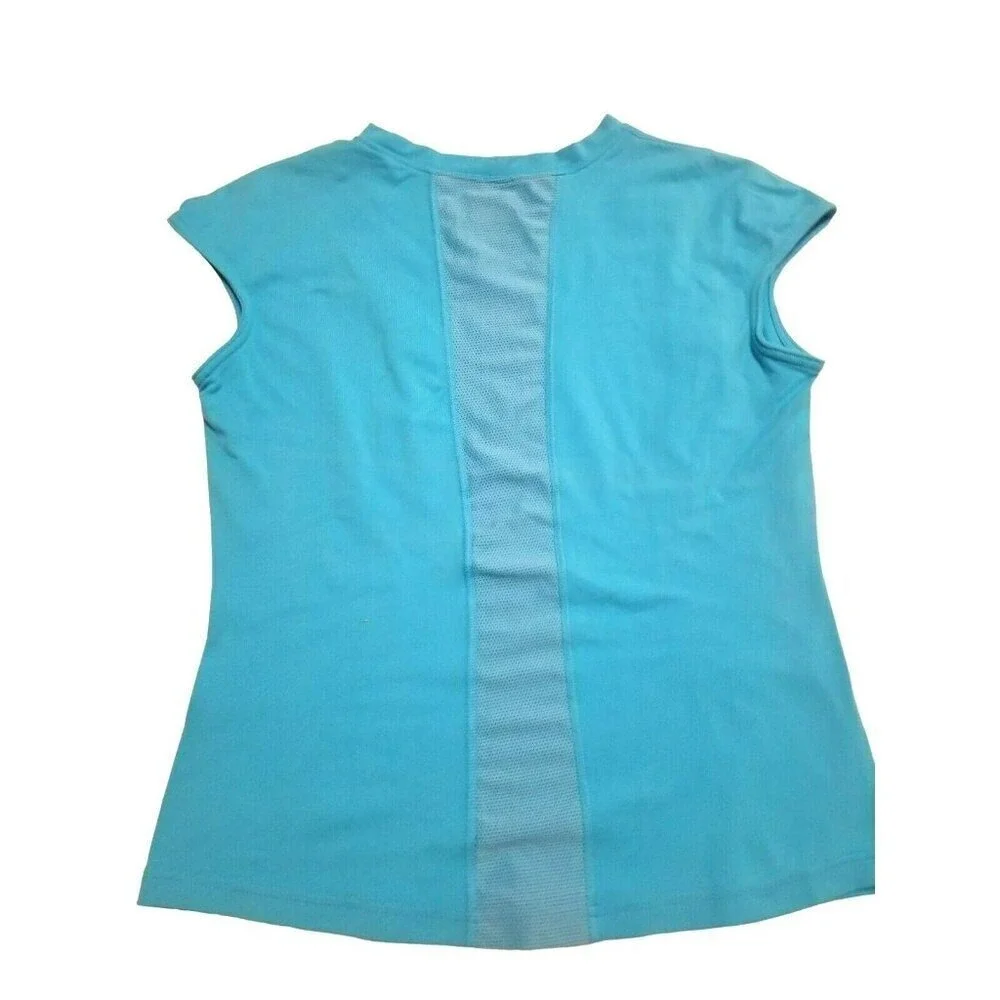 Nike's fit dry Junior sz medium blue‎ shirt with cap Sleeves vented back panel